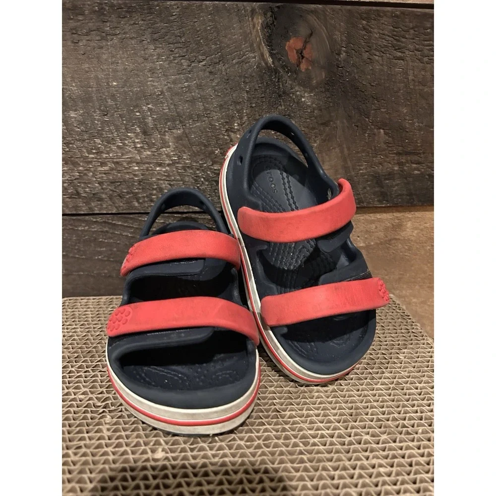 Crocs Unisex Toddler Crocband Cruiser Sandal Navy Varsity‎ Red C-7